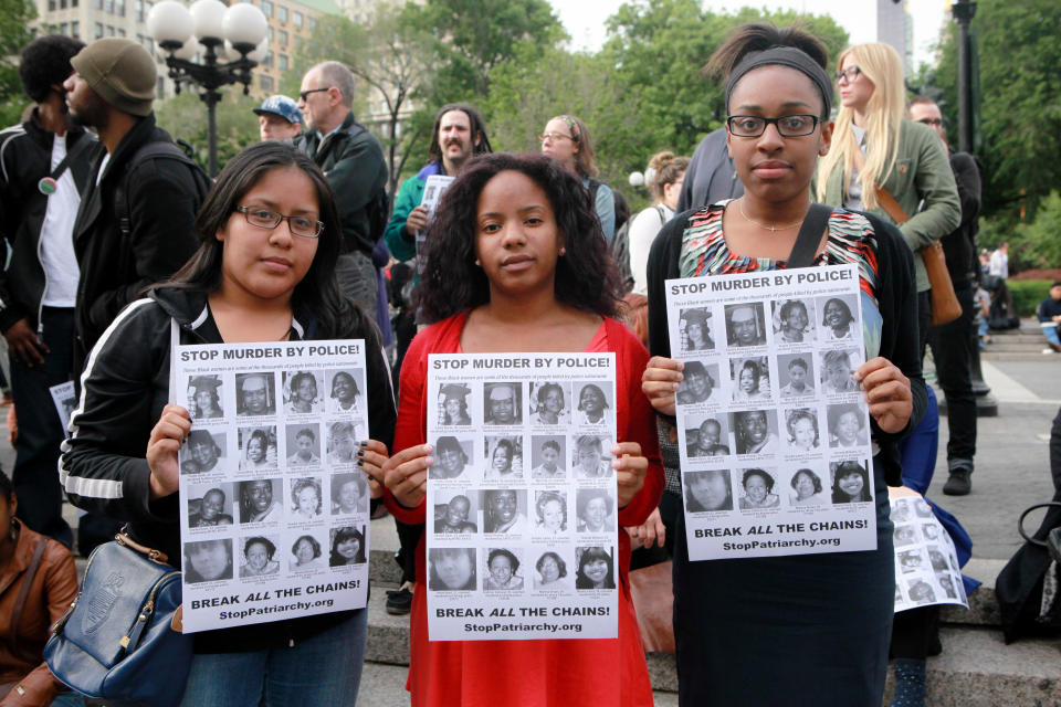 From left to right, young activists Natalie, Tequisha, and Latisha.