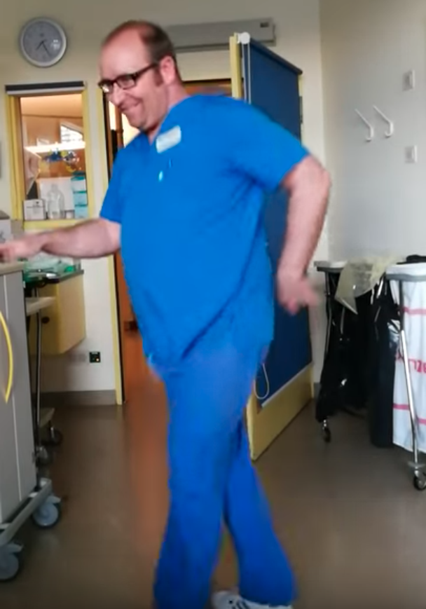 Gerrit's doctor promised to dance once he was feeling better. Photo: Youtube