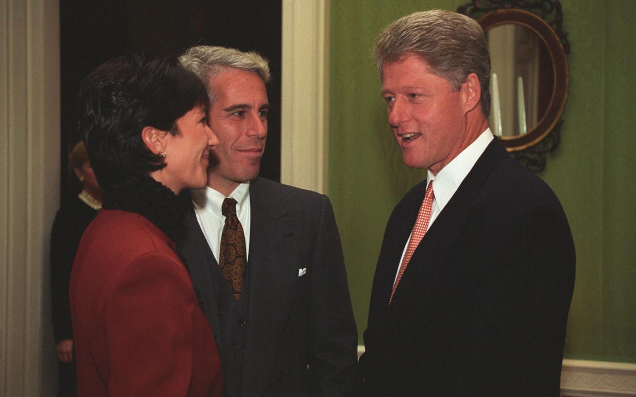 Jeffrey Epstein and Ghislaine Maxwell are pictured with Bill Clinton at the White House