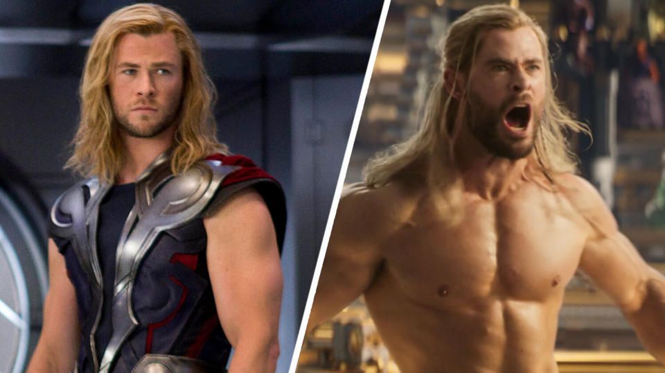 Chris Hemsworth shows off his ripped physique in the new Thor film.  (Marvel Studios/Disney)