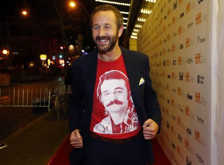 Cast member Chris O'Dowd arrives for the "St. Vincent" gala wearing a shirt depicting actor Bill Murray at the Toronto International Film Festival (TIFF) in Toronto, September 5, 2014. REUTERS/Mark Blinch