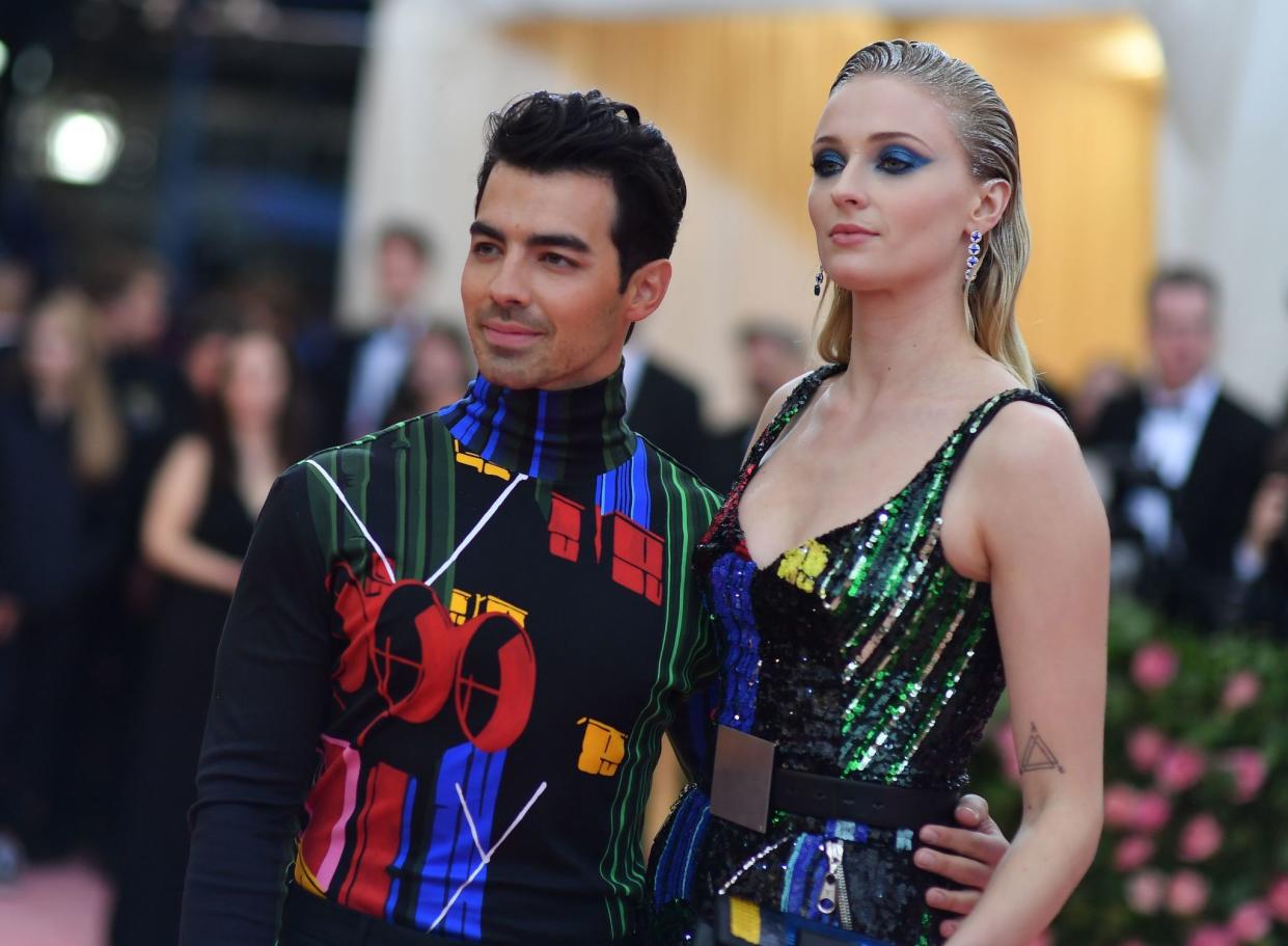 Joe Jonas and Sophie Turner arrive for the 2019 Met Gala at the Metropolitan Museum of Art on May 6, 2019, in New York.