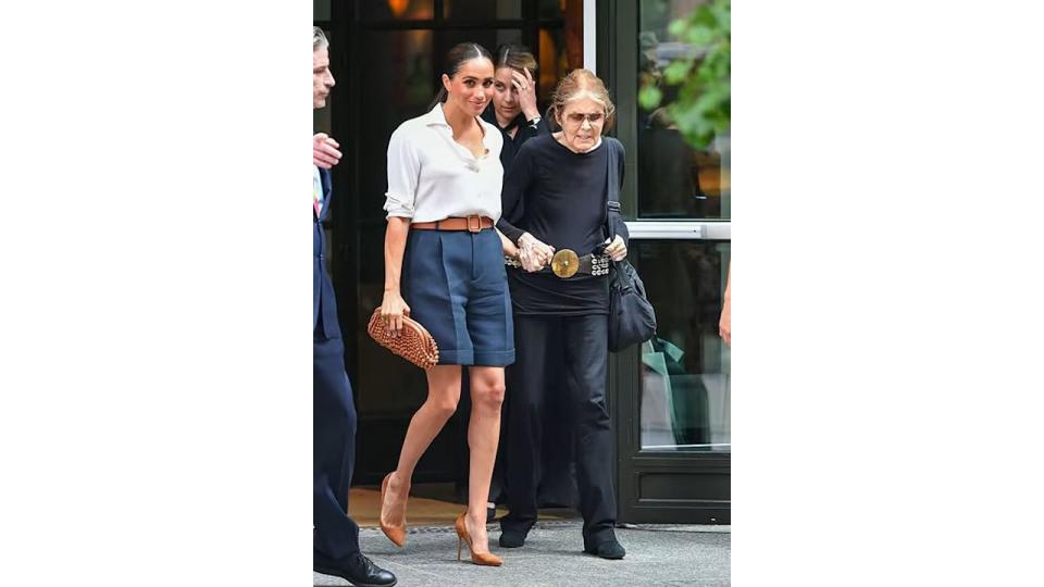 meghan markle brown belt nyc gloria steinem