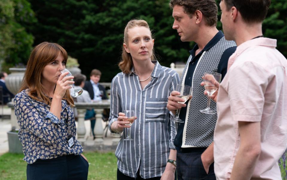 Ophelia Lovibond, Alice Orr-Ewing, Tom Durant-Pritchard and Hugh Skinner in Partygate