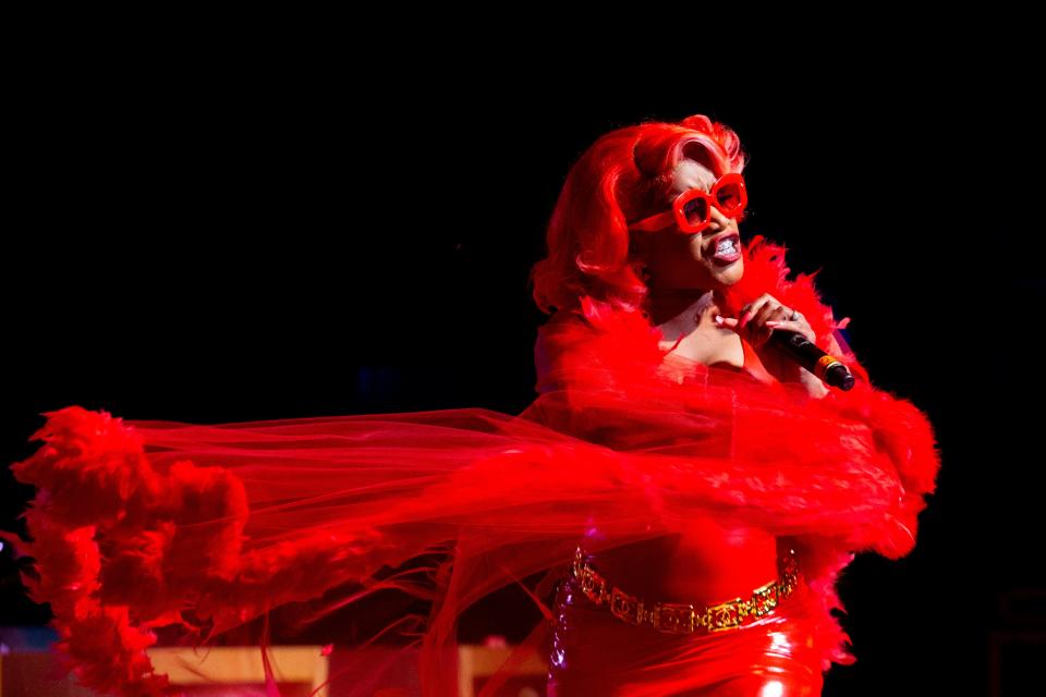 Maude Mulan performs a song honoring Carlos Broady during the 2023 Memphis Music Hall of Fame Induction Ceremony at the Cannon Center for the Performing Arts in Memphis, Tenn., on Thursday, October 12, 2023.