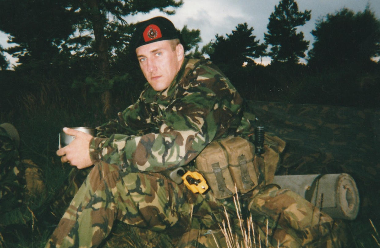 Dene Josham had been a Royal Marine in the past, pictured in 1999. (Supplied)