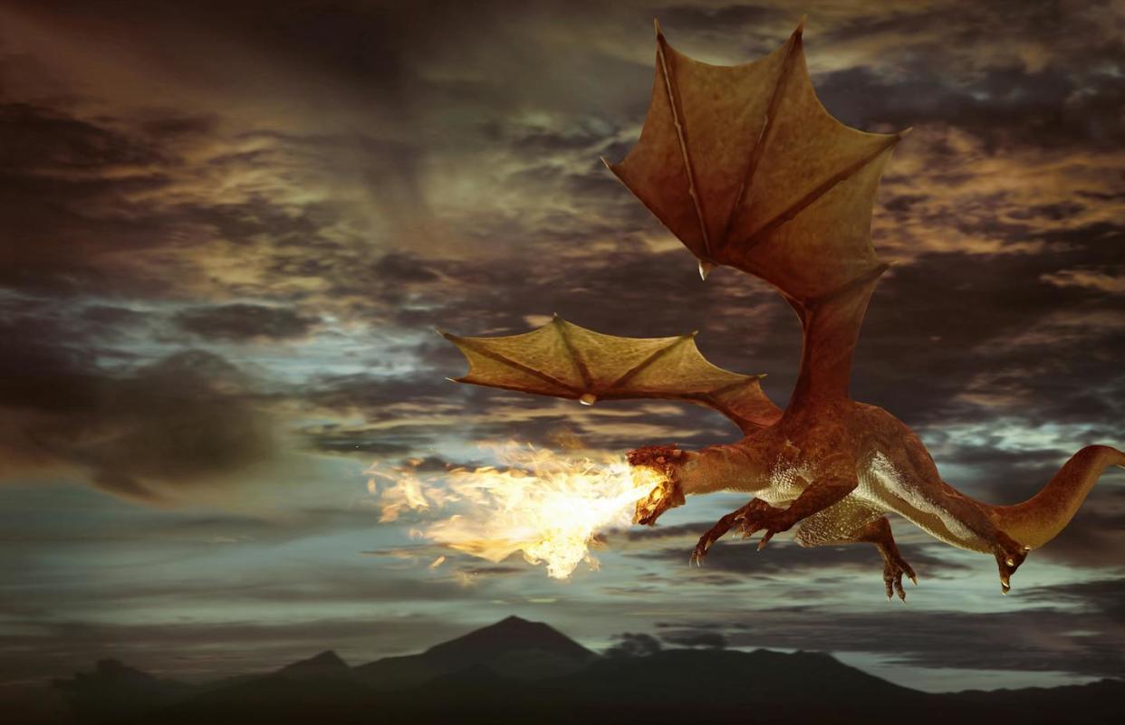 Fire-breathing, fearsome dragons may represent chaos and the human impulse to conquer that threat. <a href="https://www.gettyimages.com/detail/photo/augmented-reality-royalty-free-image/166065759?adppopup=true" rel="nofollow noopener" target="_blank" data-ylk="slk:The Image Bank via Getty Images;elm:context_link;itc:0;sec:content-canvas" class="link ">The Image Bank via Getty Images</a>