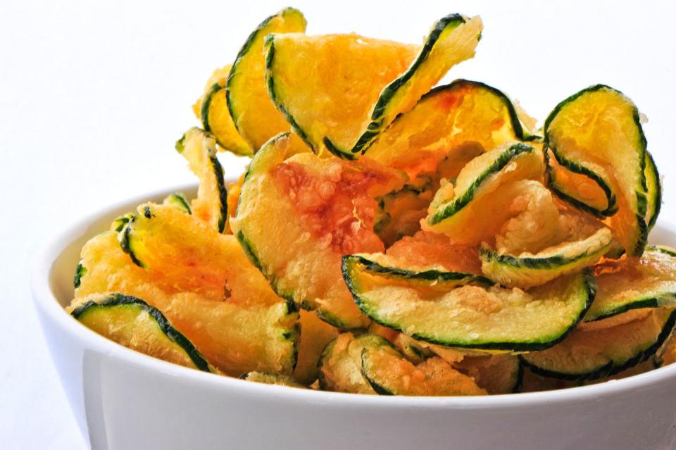 Baked zucchini chips with paprika and sea salt