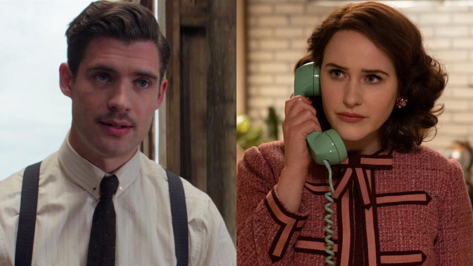 David Corenswet in Pearl; Rachel Brosnahan on The Marvelous Mrs. Maiselsn