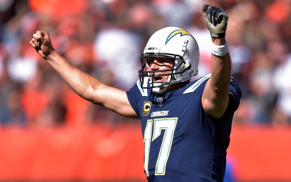 Philip Rivers brings his Los Angeles Chargers to London this Sunday - FR25496 AP