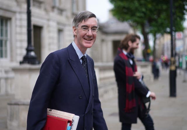 Minister for Brexit Opportunities and Government Efficiency in the Cabinet Office Jacob Rees-Mogg leaves the Cabinet Office in London
