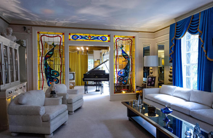 Inside Elvis Presley’s Graceland living room.