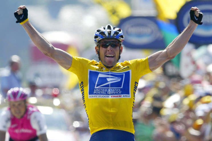 Lance Armstrong celebrating at the 2004 Tour de France. (Getty)