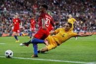 Britain Football Soccer - England v Australia - International Friendly - Stadium of Light, Sunderland - 27/5/16 England's Raheem Sterling in action with Australia's Mark Milligan Action Images via Reuters / Lee Smith