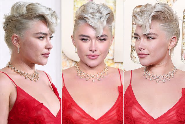 <p>Getty (3)</p> Florence Pugh at the Golden Globe Awards