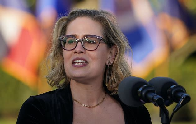 Sen. Kyrsten Sinema (D-Ariz.) effectively killed Democrats' priority voting legislation in January, when she made it clear that she wouldn't support changes to the filibuster. (Photo: MANDEL NGAN via Getty Images)