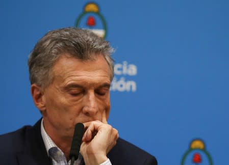 Argentina's President Mauricio Macri attends a news conference in Buenos Aires