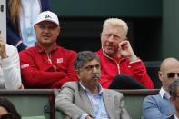 Tennis - French Open - Roland Garros - Novak Djokovic of Serbia vs Yen-Hsun Lu of Taiwan - Paris, France - 24/05/16. Novak Djokovic's trainer Boris Becker. REUTERS/Benoit Tessier