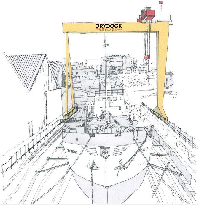 Falmouth Packet: An artist's illustration of the proposed crane at Penzance Dry Dock 