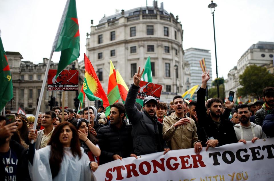 Crowds in Westminster on Sunday (Reuters)