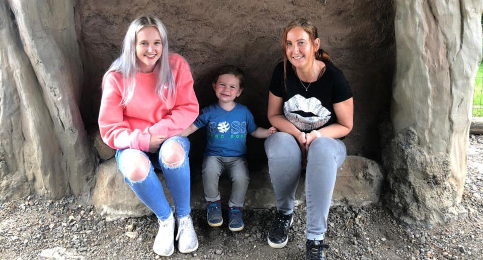 Claire Deehan unexpectedly became a single mum after having her daughter Alice at 23. Pictured here with Alice, 24, and her son Bradley, six. (Supplied)