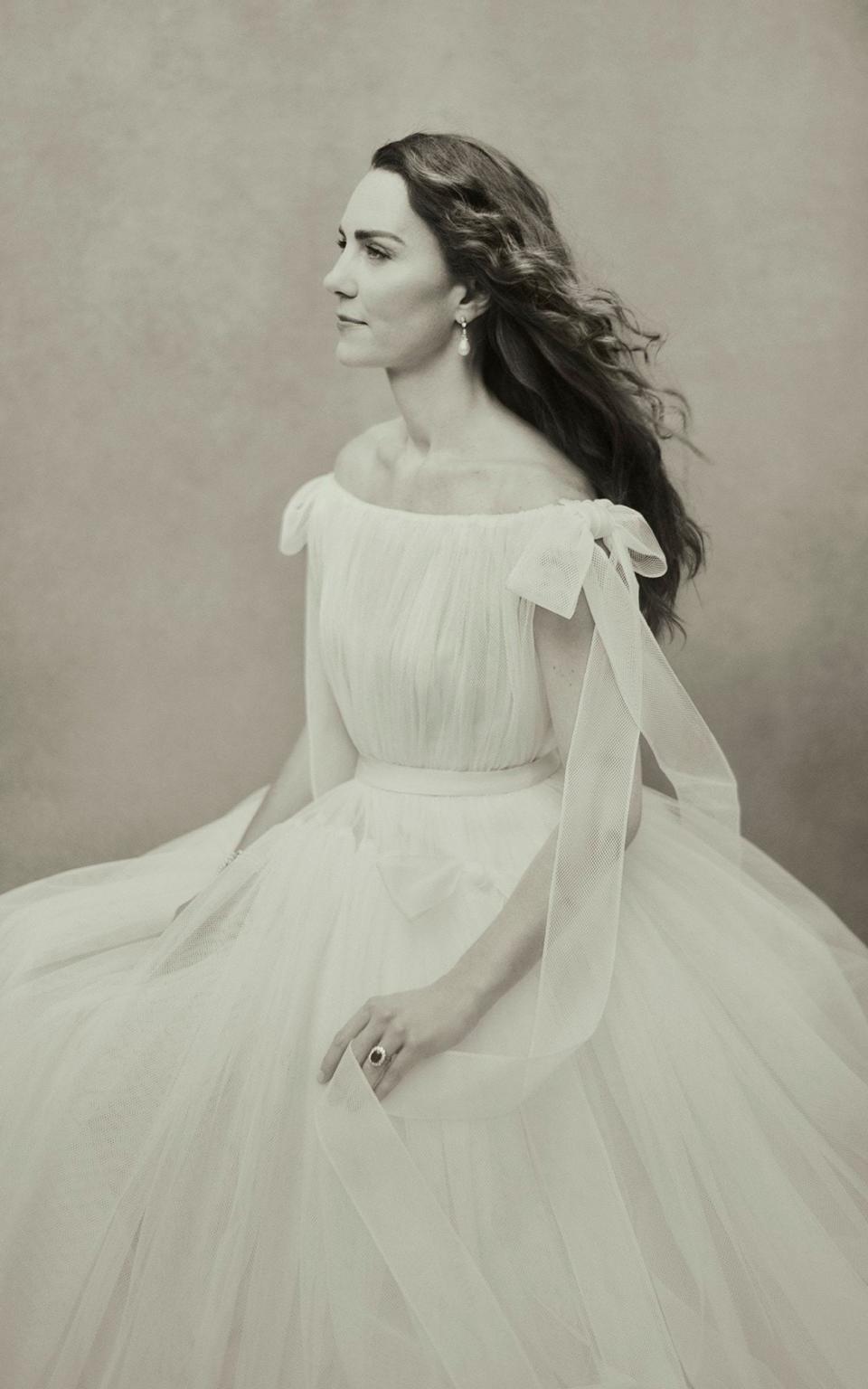 The Duchess emanates the young Queen Victoria in this photograph, posing in regal serenity - Paolo Roversi