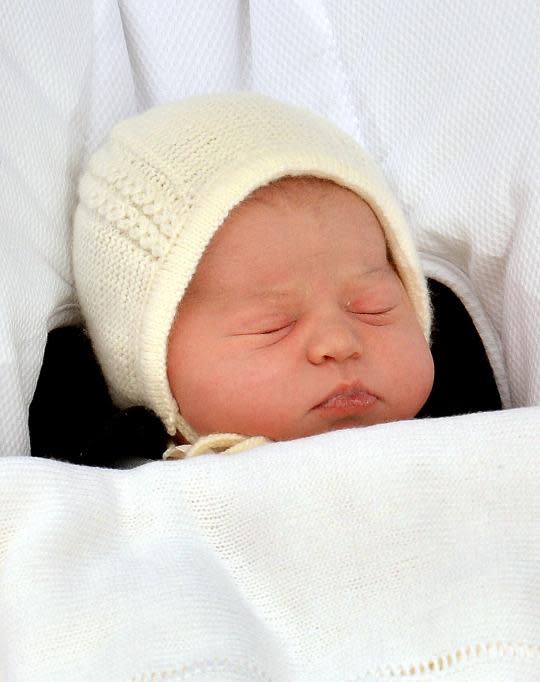 Hello, little lady! Meet the newest royal baby, the second child of Kate Middleton and Prince William. (Photo: Getty Images)
