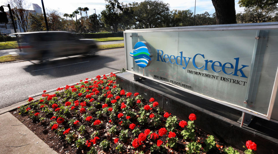 The entrance to Walt Disney World’s Reedy Creek Improvement District headquarters in Lake Buena Vista, Florida. - Credit: TNS