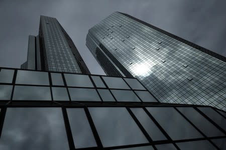 FILE PHOTO: The Deutsche Bank headquarters are pictured in Frankfurt