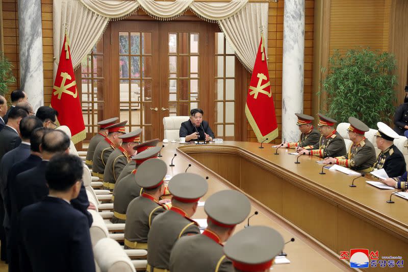 North Korean leader Kim Jong Un meets with commanders of the Korean People's Army