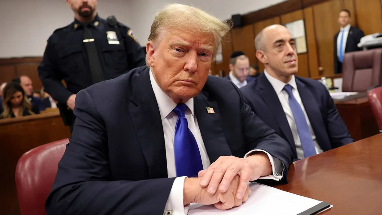  Former President Donald Trump sits in the courtroom during his hush money trial at Manhattan Criminal Court on May 30, 2024 in New York City.