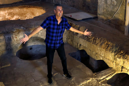 Uri Geller gestures during an interview at the Uri Geller Museum in Jaffa, near Tel Aviv, Israel August 14, 2018. Picture taken August 14, 2018. REUTERS/Ronen Zvulun