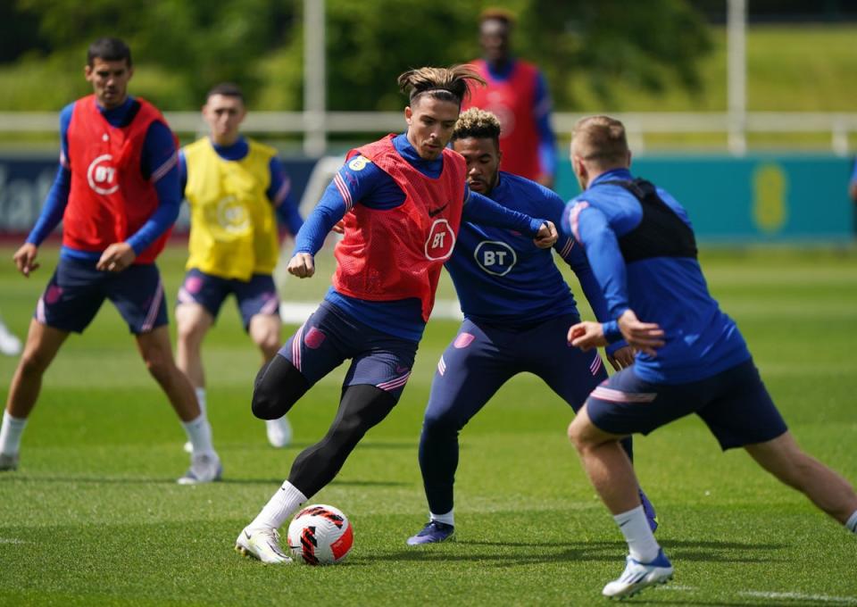 England players in training ahead of the Nations League match with Italy (Joe Giddens/PA) (PA Wire)