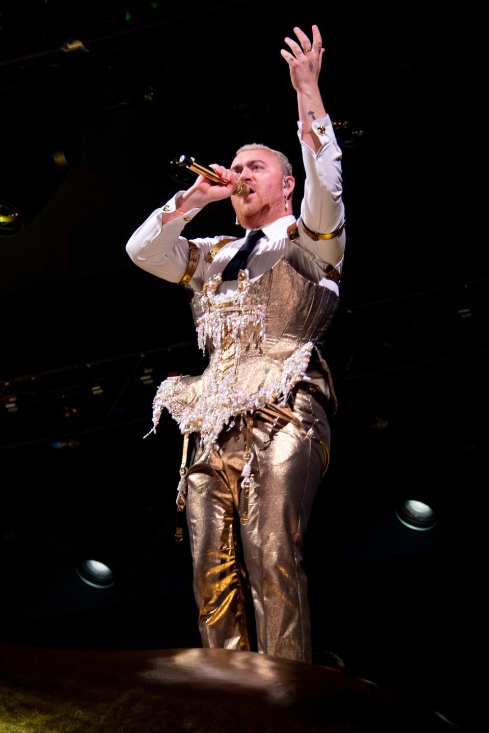 A gold corset designed by London creative Ed Marler (Dave Benett)