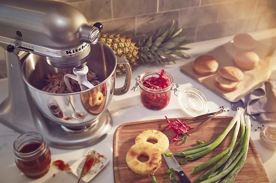 Amazon shoppers are loving their KitchenAid stand mixers in Contour Silver and other metallic finishes—and so are we. (Photo: Amazon)