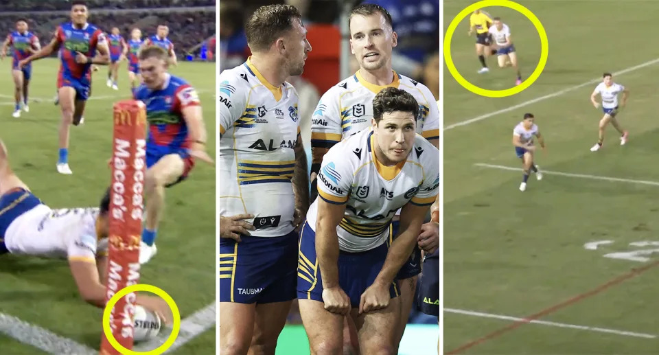 The Parramatta Eels and Newcastle Knights in action.