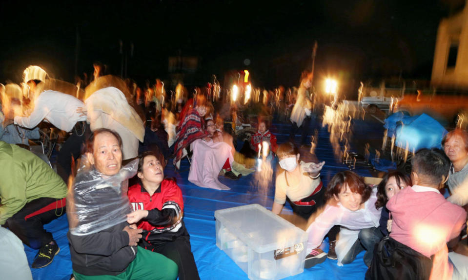 Sheltering at the Mashiki town hall 