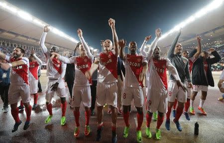 Soccer Football - AS Monaco v Manchester City - UEFA Champions League Round of 16 Second Leg - Stade Louis II, Monaco - 15/3/17 Monaco's players celebrate after the game Reuters / Eric Gaillard Livepic