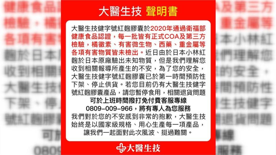 日本「小林製藥」紅麴出包　食藥署：2台廠曾輸入原料