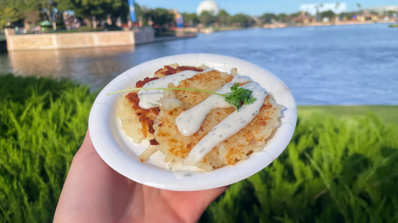 Potato pancake on white plate