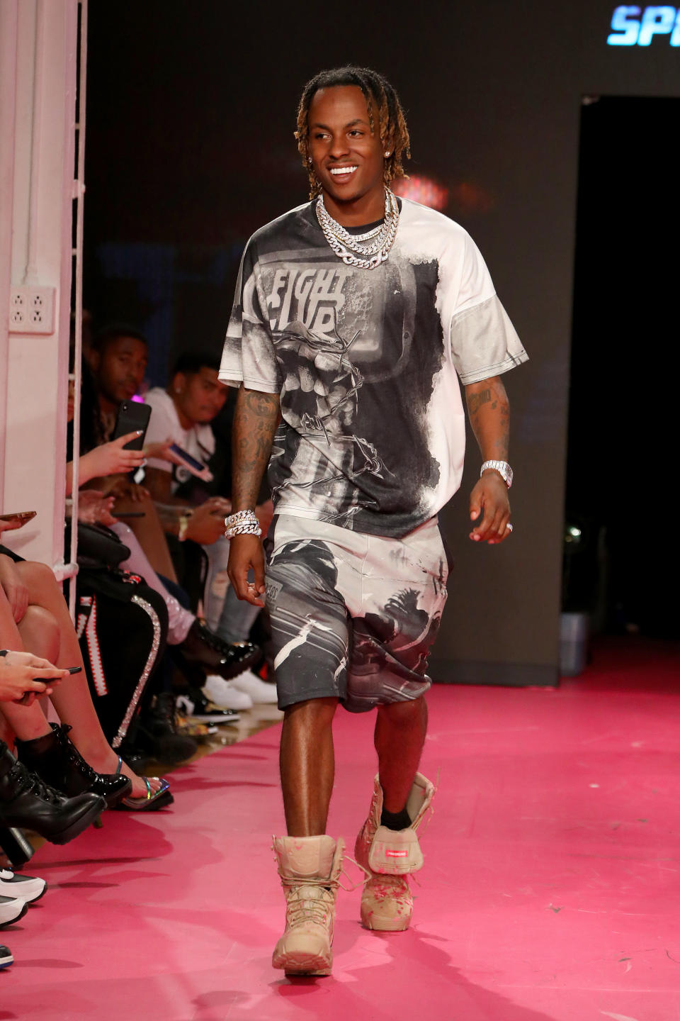 Rich the Kid walks in the first-ever runway show for Sprayground during New York Fashion Week hosted by David Ben David on September 10, 2019 in New York City.