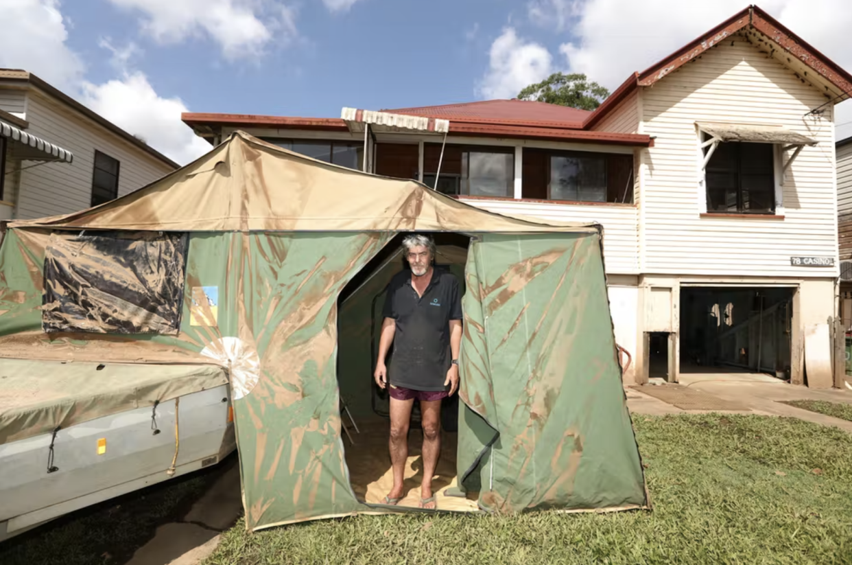 Unprecented floods in Lismore this year left many Australians living in tents and caravans. Source: Jason O'Brien/AAP
