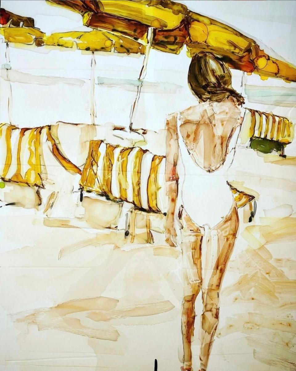 Kurtis Schumm's painting inspired by wife Sarah on the beach