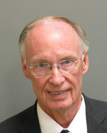 Alabama governor Robert Bentley is pictured in Montgomery, Alabama, United States in this April 10, 2017 handout booking photo. Montgomery County Sheriff’s Office/Handout via REUTERS