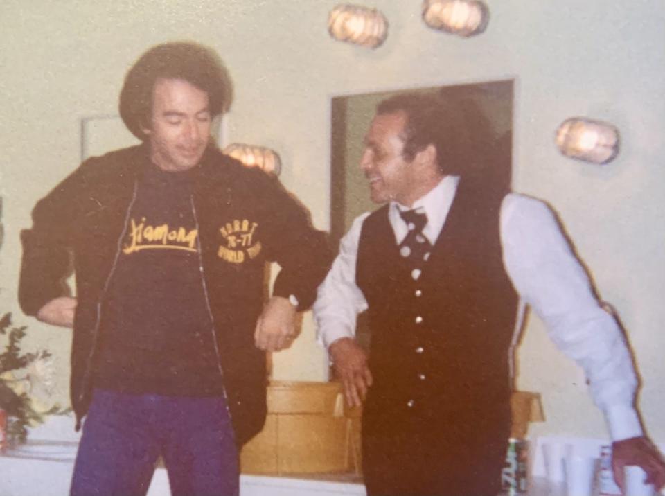 Pine Knob developer Joe Locricchio, right, with friend Neil Diamond backstage at the venue.