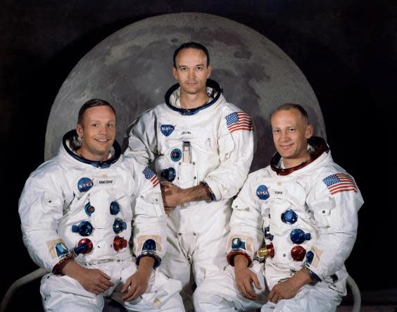 Neil Armstrong, left, made history in 1969 (Nasa/EPA)