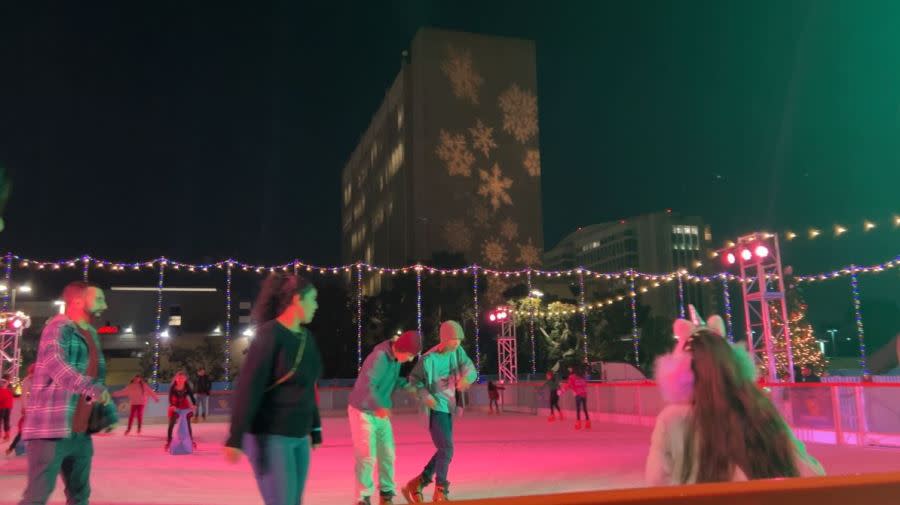 The Santa Ana Winter Village offers holiday activities including an outdoor ice skating rink, visits with Santa Claus and Mrs. Claus, food trucks, free entertainment, shopping and more. (City of Santa Ana)