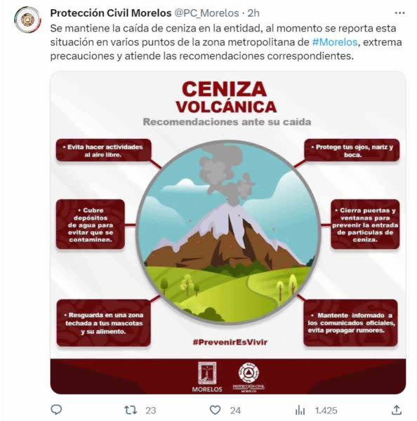 ceniza popocatépetl protección civil morelos