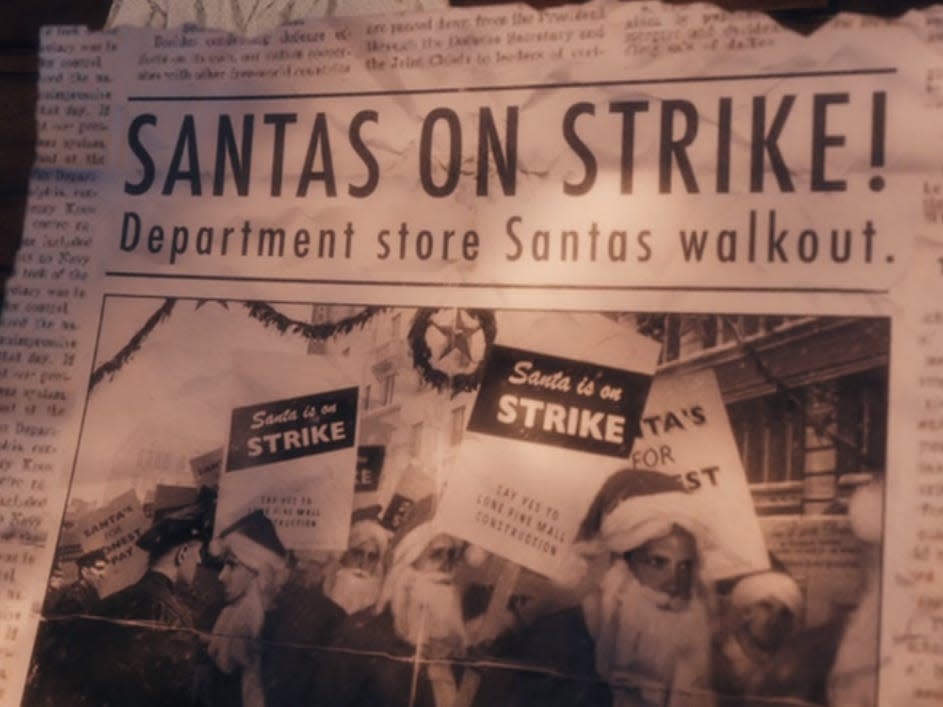 santas on strike newspaper from polar express