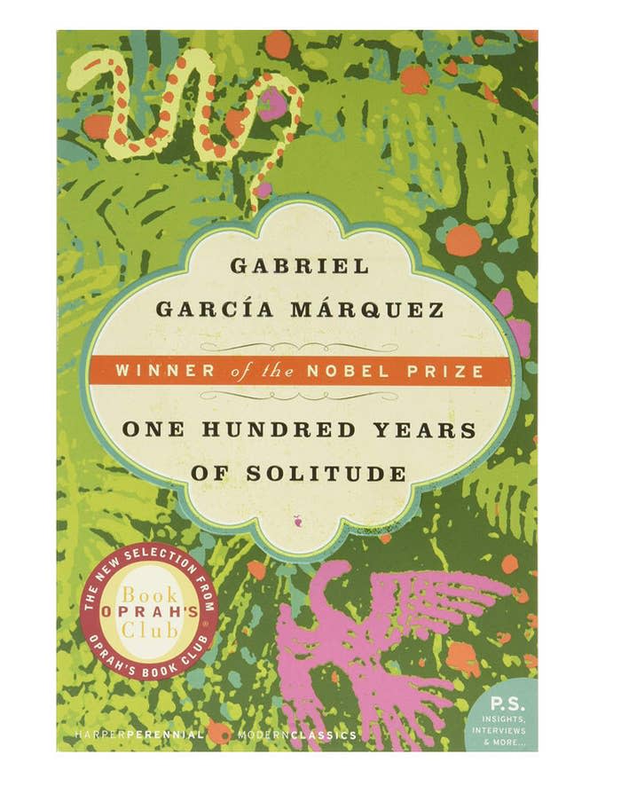 The book cover of "One Hundred Years of Solitude" by Gabriel García Márquez.